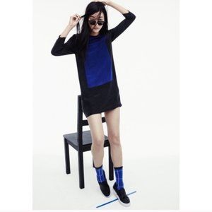 Madewell Silk Centerpiece Dress Blue Colorblock